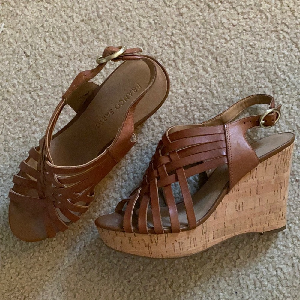 Franco Sarto Leather and Cork Wedges